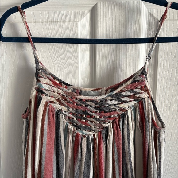 The Odells Anthropologie Women's Lattice Yoke Puglia Stripe Cotton Dress - Picture 3 of 8